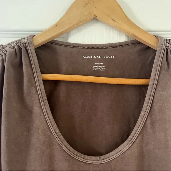 SOLD xlist American Eagle Top Short Sleeve Crop Brown NWT - Picture 4 of 7